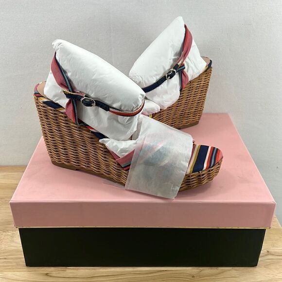 Kate Spade Patio Wedge Sandals- Sidewalk Stripe- Size 11- NIB - Picture 2 of 6